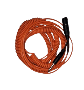 Coiled cable, durable design, 12m length, tangle-resistant, ideal for wired headsets, flexible connection.