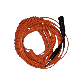 Coiled cable, durable design, 12m length, tangle-resistant, ideal for wired headsets, flexible connection.