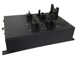 The rack charger with power supply efficiently charges multiple batteries simultaneously for reliable performance and durability.