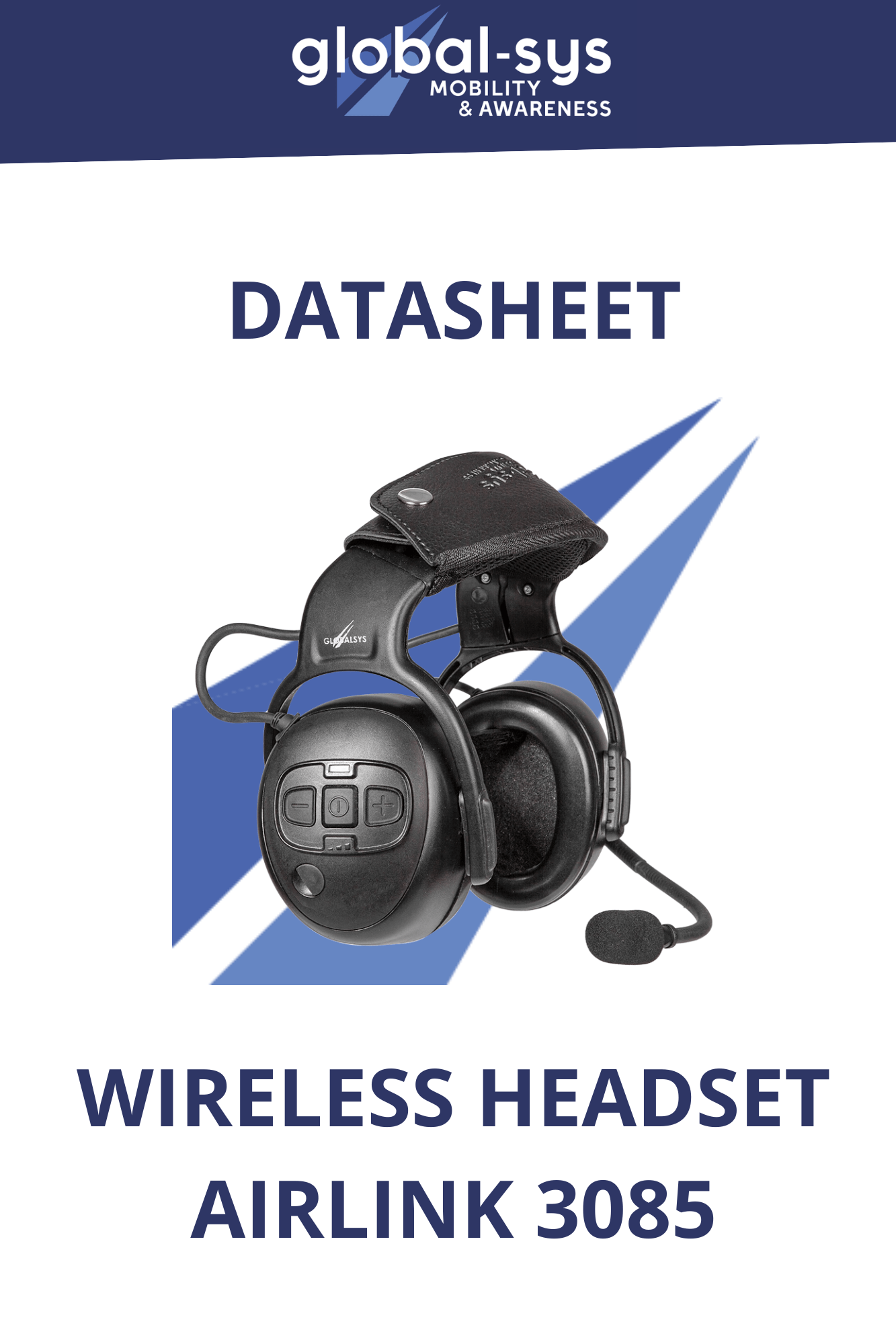 Datasheet for Wireless Headset Airlink 3085 showcasing advanced audio clarity, robust wireless connectivity, and noise-cancelling capabilities.